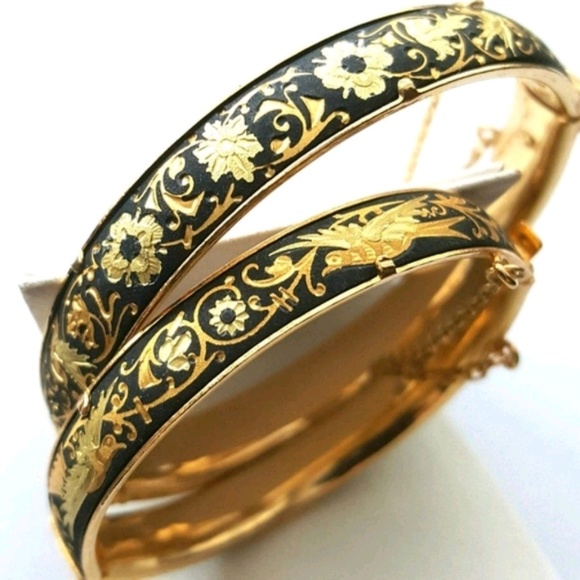 Vintage Jewelry - FAB Vintage DAMASCENE Mother & Daughter Bracelets